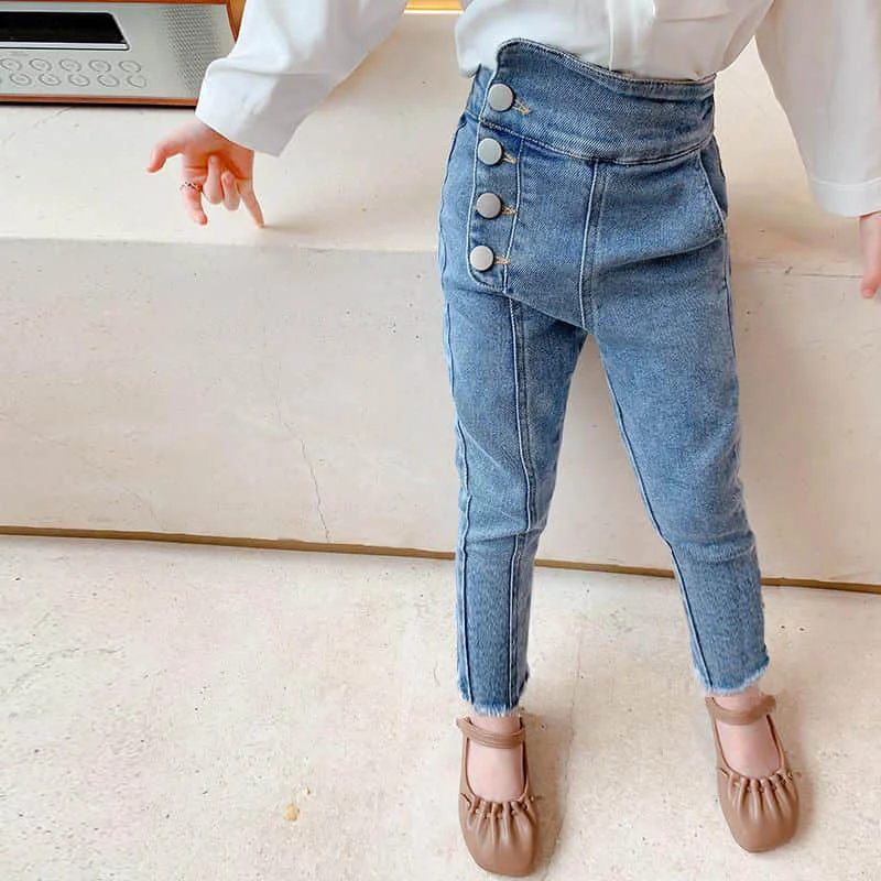 

2020 autumn new girls jeans girls high waist Korean denim trousers female treasure elastic foreign style pants trend