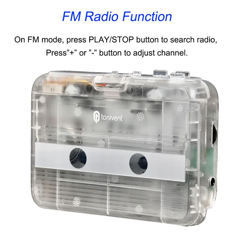Portable Bluetooth Cassette Player with FM Radio Auto-revers function Bluetooth Audio Music Player Tape Cassette Recorder