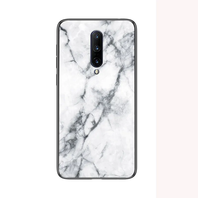 Для Oneplus One Plus 1+ 7 Pro GM1910 чехол мраморный глянцевый Закаленное Стекло Силиконовый противоударный чехол для телефона для Oneplus7 Pro 5G чехол - Цвет: Белый