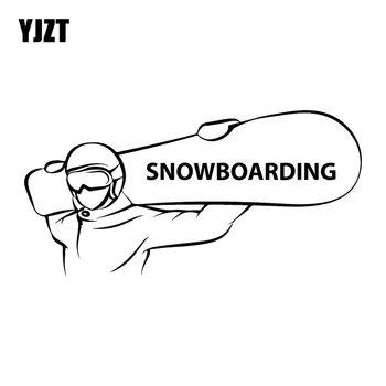 

YJZT 17.8CM*8.5CM Snowboarding Extreme Sports Snowboarder Fashion Car-Styling Stickers Decals Motorcycle Black/Silver C31-0068