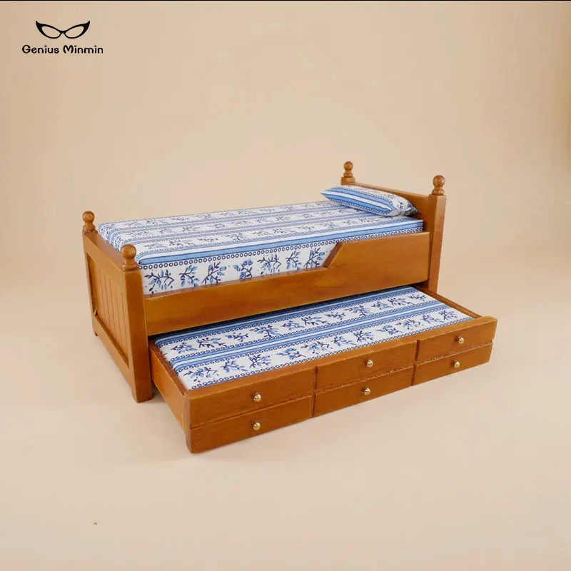 1: 12OB11 Кукольный дом изысканные деревянные детские игрушки мини мебель моделирование ящик кровать, детская кроватка детские подарки
