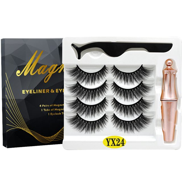 8PCS 2022 New 5 Magnet Magnetic Eyeliner 3D Kit Mink Eyelashes Natural with False Lashes with Tweezers