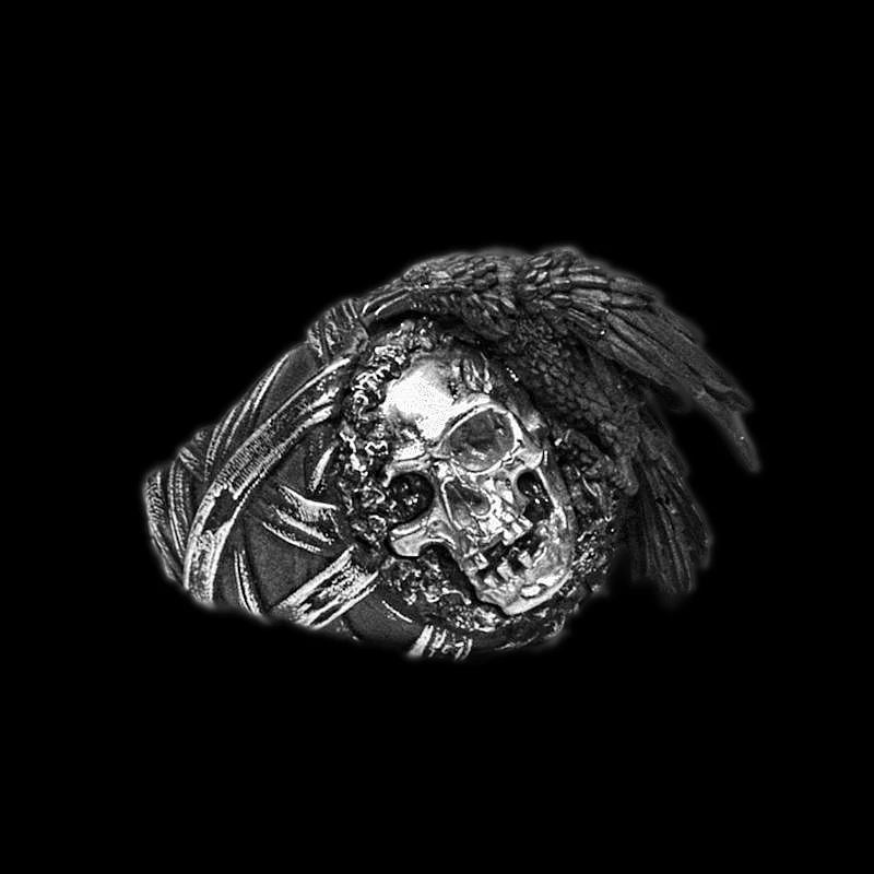 Gothic Crow Skull Signet Ring Mens Stainless Steel Punk Raven Biker Rings Goth Animal Jewelry | Украшения и аксессуары