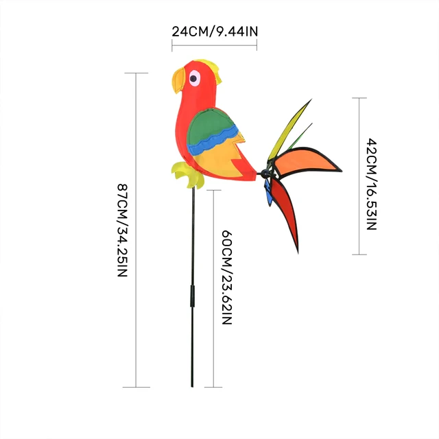 Új Kerti Állatkerekek Vicces Papagájú Kakas Alakú Szélmalom Gyep Dekoratív Szél Fonó A Kültéri Udvar Dekorációkhoz - Image 6