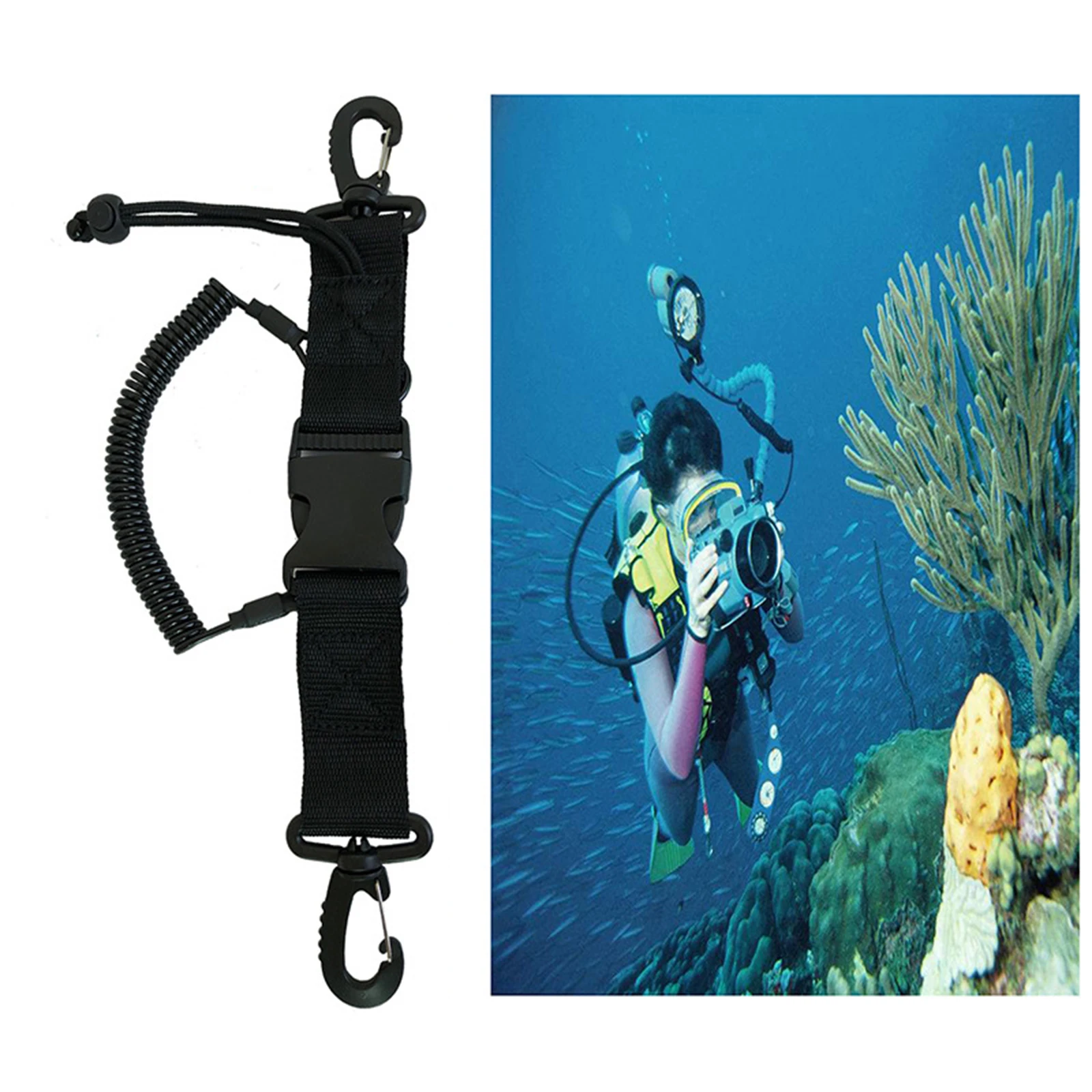 Scuba Diving Lanyard Spring Coiled Lanyard with Quick Release Buckle