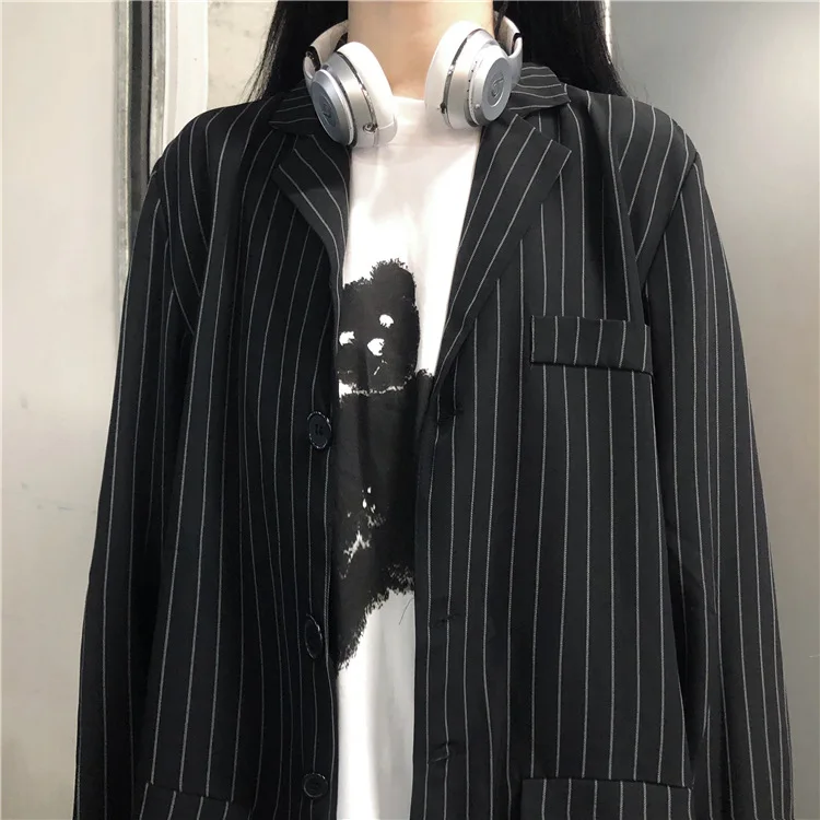 

6221 # Photo Shoot Net Price Control 67 ~ South Korea INS Dark Funeral of Vertical Striped Suit Jacket Men And Women