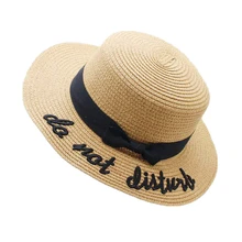 Nowe letnie kapelusze przeciwsłoneczne kobiety moda dziewczyna słomkowy kapelusz wstążka łuk kapelusz na plażę dorywczo słomy płasko zakończony Panama kapelusz kości Feminino tanie i dobre opinie jiangxihuitian Dla dorosłych Unisex hats for women Na co dzień List Sun Hats 56 -58cm Summer and fall Embroidered letters flat