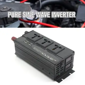 

1200W Pure Sine Wave Intelligent String Inverter Dual Digital Power Inverter Car Converter Adapter with Dual USB&Three Socket