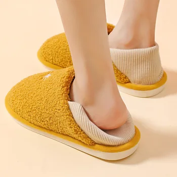 

2 pcs winter new slippers anti-slip home couple moon slippers bag heel soft-soled cotton shoes moon shoes home lykj-yx