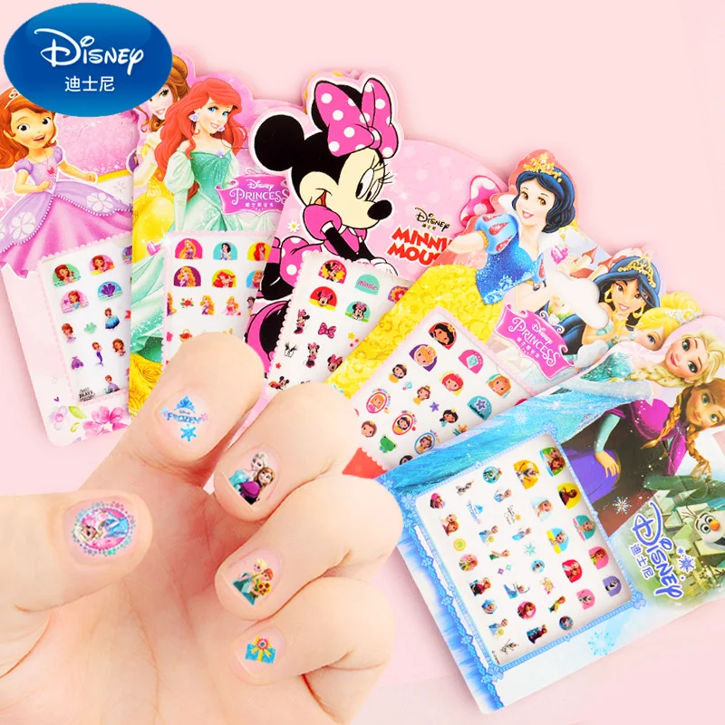 

5 Pcs/Set Disney Frozen 2 Elsa Anna Girls Makeup Toy Nail Stickers Sofia Snow White Princess Minnie Pony Small Stickers Gift Toy