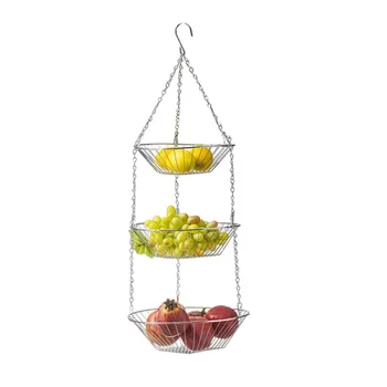 

3 Tier Holder Storage Kitchen Vegetable Decoration Organizer Home Bowl Rack Folding Hanging Metal Fruit Basket