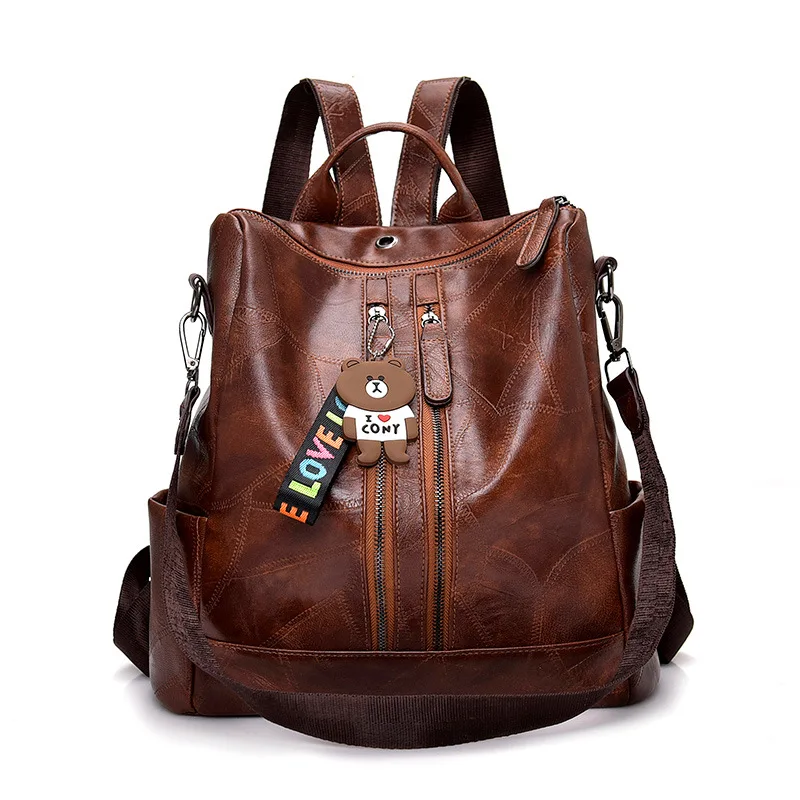 

Backpack Women's 2019 New Style Free Trade Retro Soft Leather Large Capacity Travel Backpack Business Trip Travel Shoulder Bag
