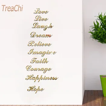 

Acrylic Wall Stickers English Words Mirror Wall Background Staircase Decorative Stickers Removable Environmental Mirror