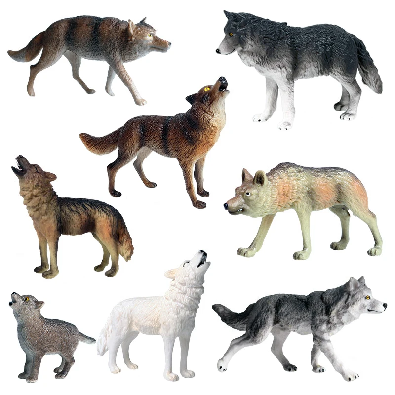 子供のための模造野生動物オオカミ,白オオカミ,灰色オオカミ,pvc 