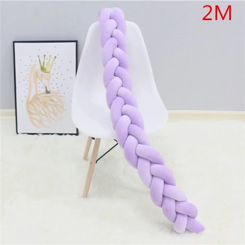 Purple 2M 200 см детская кровать бампер с узелком, длинная ручная работа, плетеная плюшевая детская защита для кроватки, детская подушка с узелком, декор для комнаты - Цвет: Purple 2M