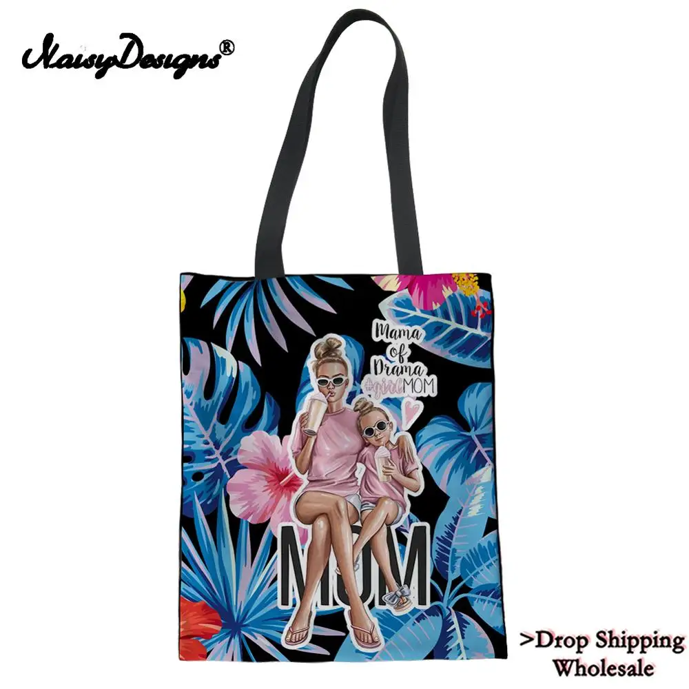 Тропические принты супер мама женские холщовые сумки многоразового использования для покупок эко женский складной тоут Кошелек Дамские Наплечные сумки на заказ Прямая поставка