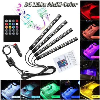 

ONEWELL Multi-color 12V 36 LED RGB Car Interior Atmosphere Neon Lights Strip Wireless IR Remote Control