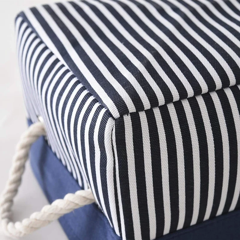 Fabric Nautical Basket for Storage,Collapsible Canvas Storage Bins Containers Organizing Basket for Gifts Empty,Shelves, Closet