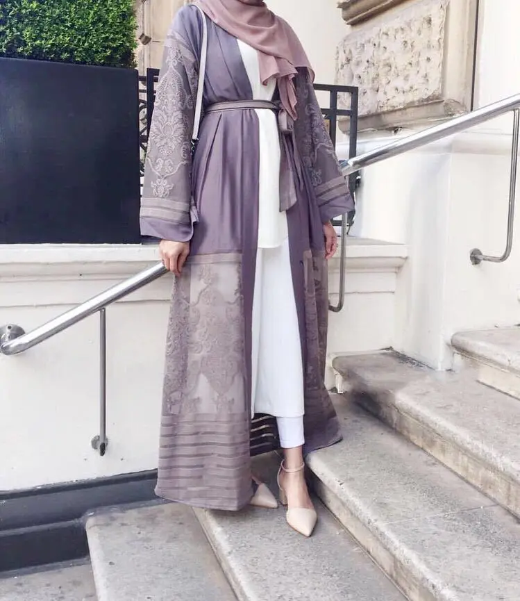 2019 Abayas Дубайский мусульманский Модный женский кардиган с вышивкой халат Женская одежда для платья с длинными рукавами