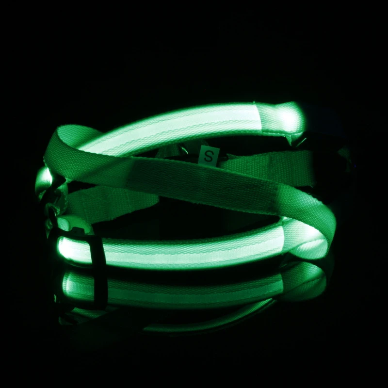 Nylon Pet Safety LED Harness Dog Product Flashing Light Harness LED Dog Harness Leash Rope Belt Dog Collar Vest