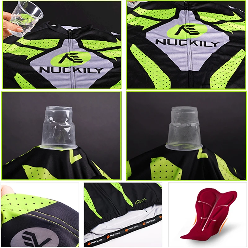 NUCKILY велосипедная футболка с короткими рукавами+ губчатые шорты для подушек, комплект одежды для горного велосипеда, одежда для езды на велосипеде