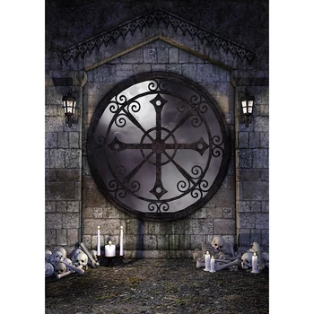 

Photography Background Gothic Altar Horror Skulls Bones Retro Candles Backdrop Halloween Photobooth photo studio props
