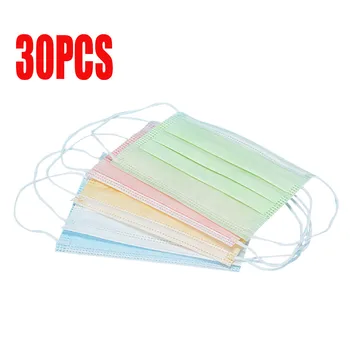 

30PCS Non-woven Fabric Disposable Mask Kids Children Solid Color Mouth Mask Breathable 3 Layers Face Cover Maseczki Dla Dzieci