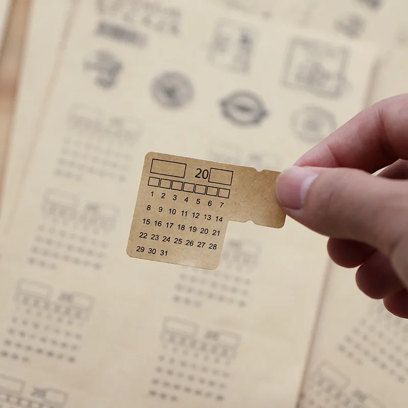 

2 PCS Kraft Paper Calendar Notebook Index Sticker Monthly Work Study Project Planning Kawaii Stationery Calendar Stickers