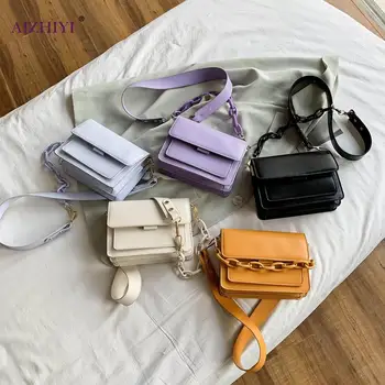 

Youth Ladies Simple Versatile Bag Women Chain Solid Color Crossbody Bag Summer Female PU Flap Daily Shoulder Pouch