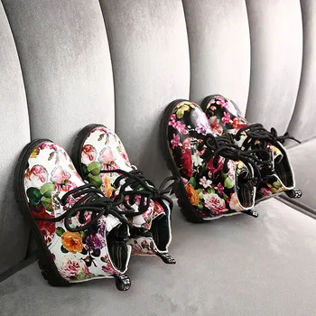 

Kids Sneakers Boots Vintage Boys Girls Sneakers Elegant Flower Print Shoes Toddler Boots Leather Children Sneakers
