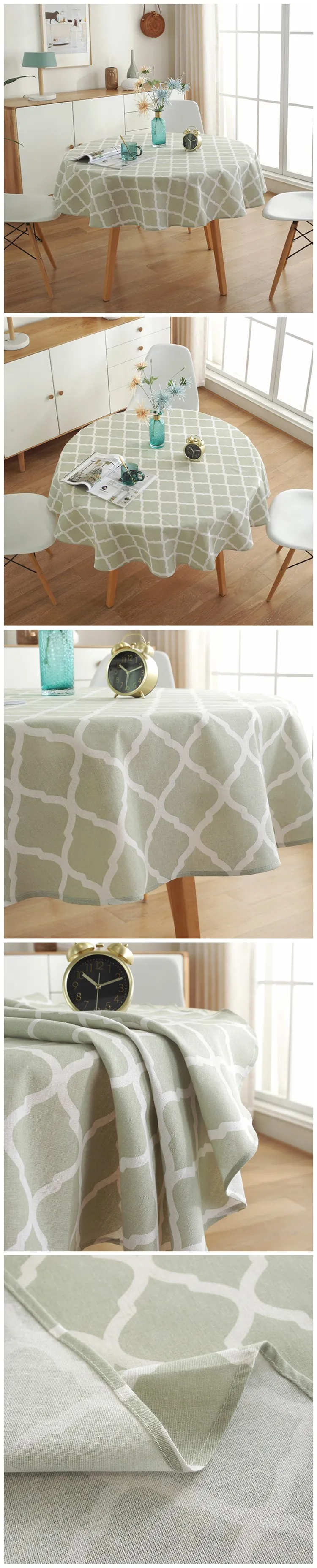 Details about   Plaid Stripe Tablecloth Round Cotton Linen Desk Cover Dustproof Kitchen Hotel 
