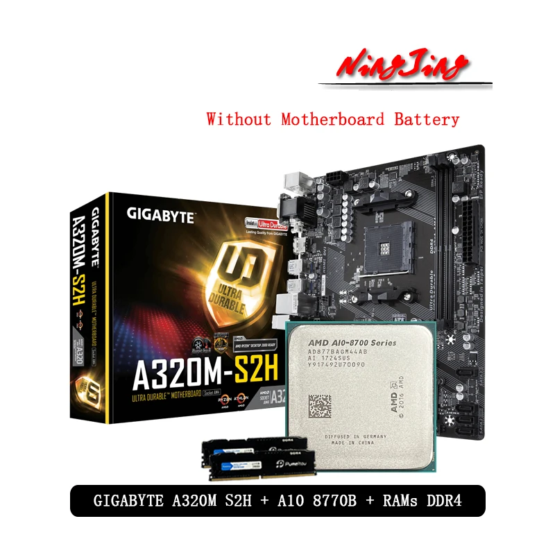Amd A10series A10 8770b Cpu + Gigabyte Ga A320m S2h Motherboard