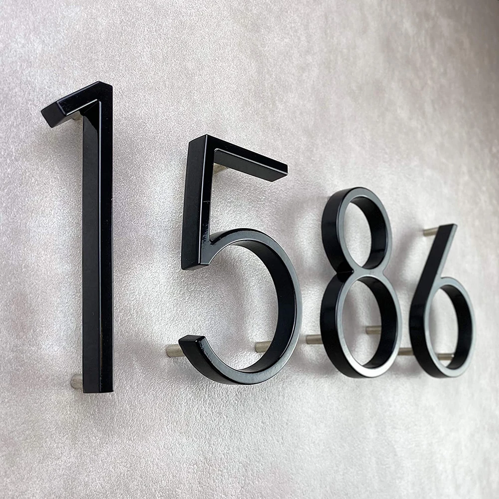 142mm pływające numery domów zewnętrznych nowoczesne znaki numeryczne na drzwiach bardzo duża czarna adres mieszkania i tablica pocztowa #0-9