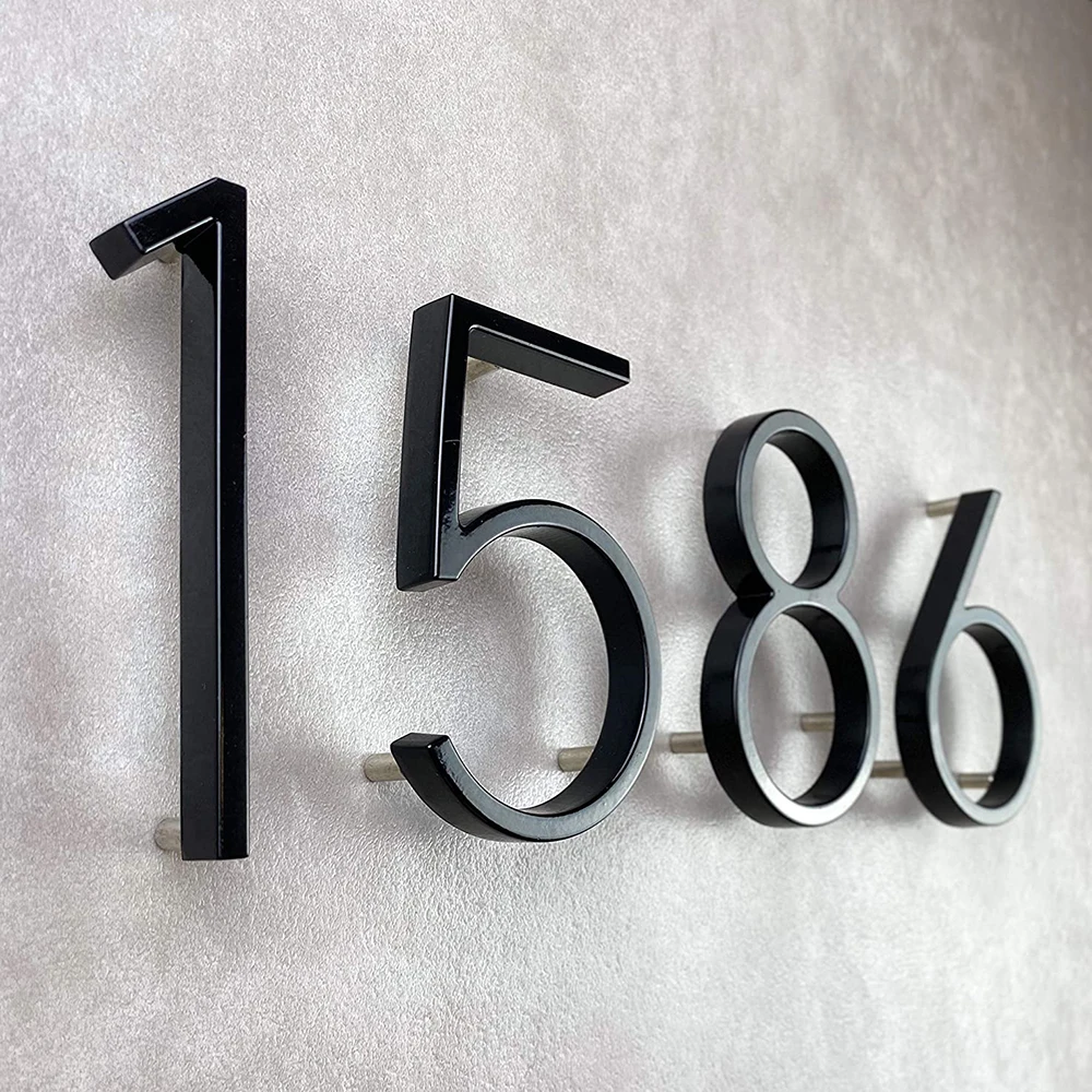 142mm Floating Exterior House Numbers Modern Number Signs on the Door Extra Large Black Apartment Address and Mailbox Plate #0-9 house number signs door signs house numbers number plate