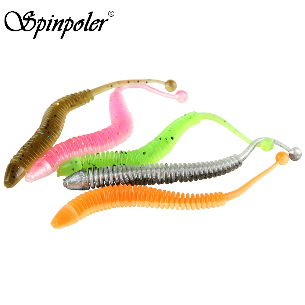 Spinpoler 10 шт. ультра мягкие рыболовные приманки 8 см 1 г длинная приманка Tail Grub искусственная бионическая мутная рыболовные черви Купальники 6 цветов
