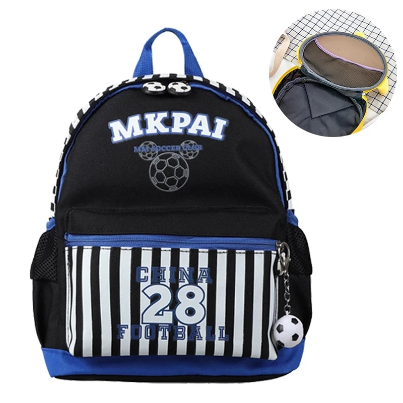 Children's Kindergarten Backpack Football Print School Backpacks for Boys and Girls Cute Oxford Waterproof Bookbag A082 new cartoon clogs rubber soled children s slippers summer boys and girls cute baby hole shoes soft soled kindergarten slippers