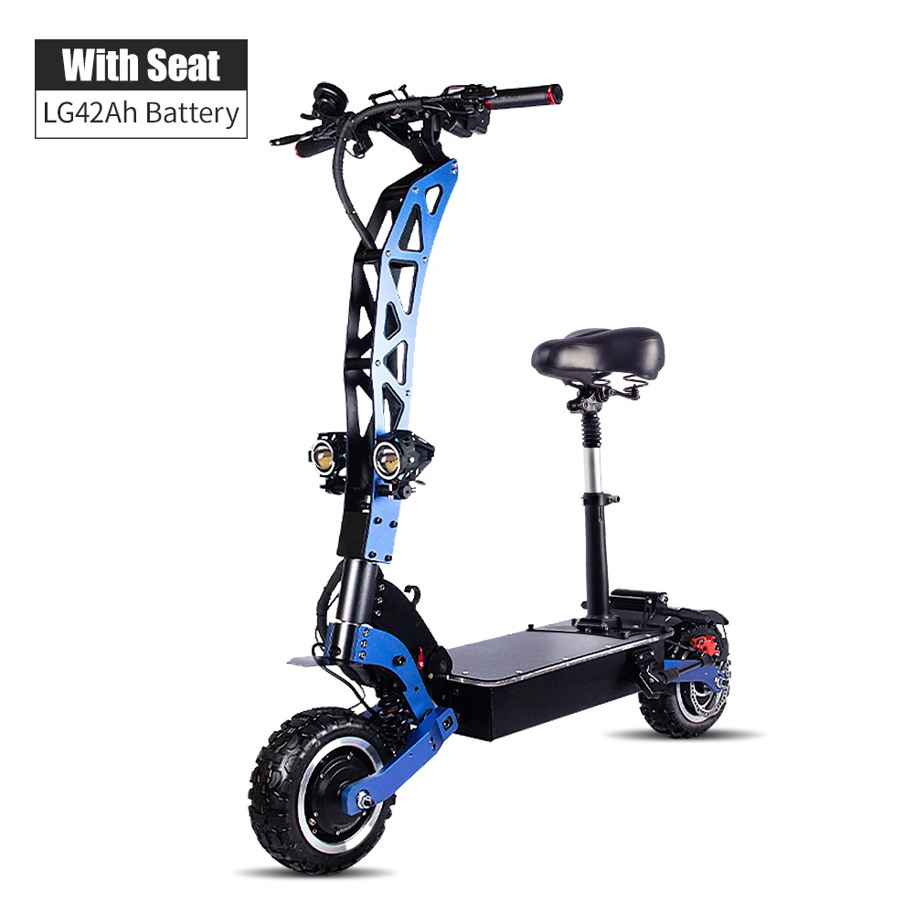 With Seat LG42Ah Halo Knight новейший 60 в 5600 Вт двухмоторный электрический скутер с сиденьем 11 дюймов внедорожный складной мощный 85 км/ч E скутер для взрослых - Цвет: With Seat LG42Ah
