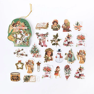 40 pcs/lot vintage christmas golding paper sticker decoration DIY ablum diary scrapbooking label sticker kawaii stationery - Цвет: 01