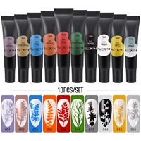 KADS 10 Pcs Nail Stamping Gel Polish Set for Nail Stamp Plates Template 8ml UV LED Soak Off Gel Print Manicure Tool Printing Gel 1
