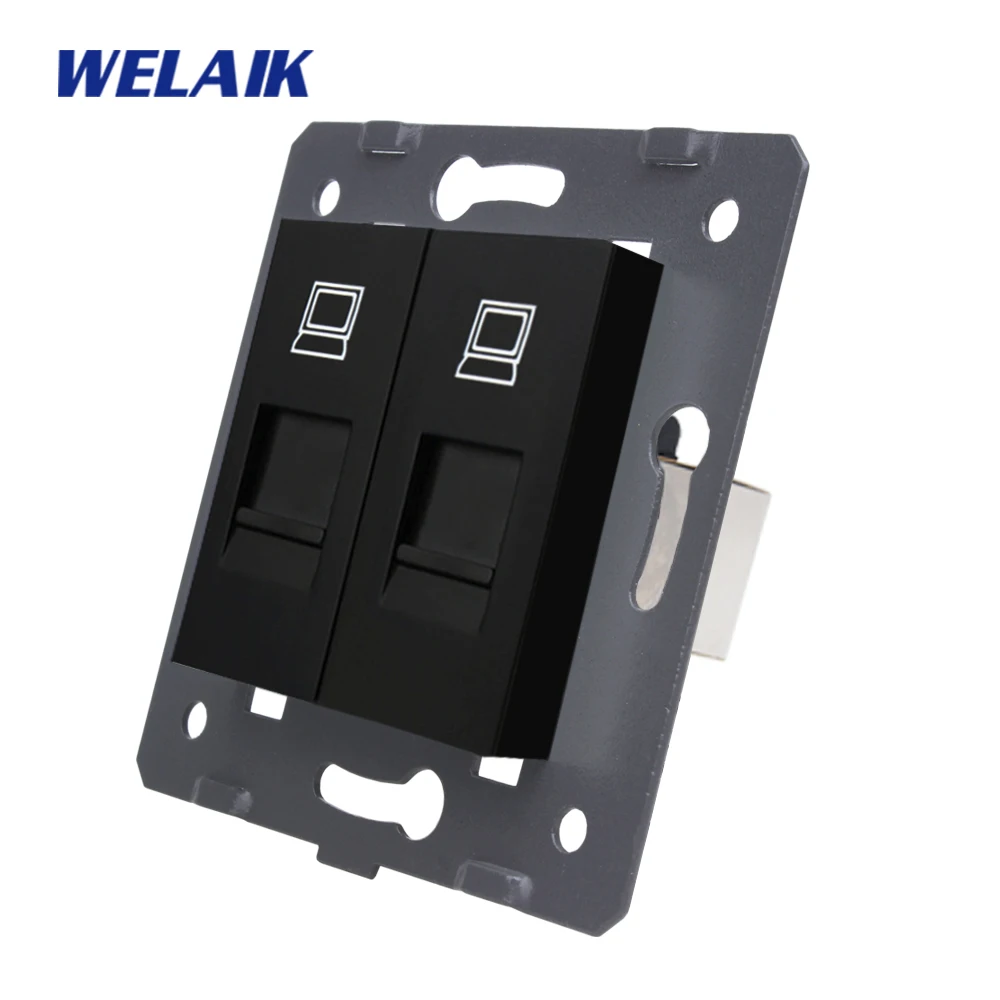 WELAIK стандарт ЕС 2* Gigabit CAT6A 2Way экранированный-компьютер RJ45 разъем diy части-стена без-стекло-панель A82LTW