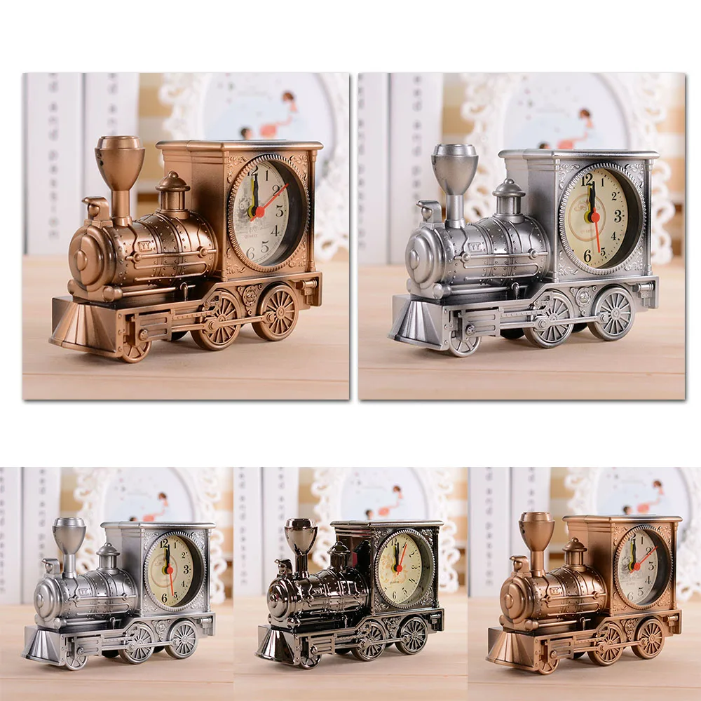 Alarm Clock Retro Style Train Table Desk Clock Bedroom Locomotive Mechanicals