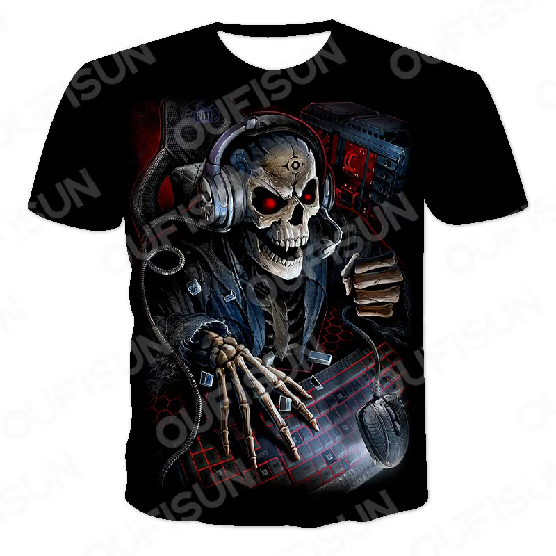 Casual Summer T-shirt Men 2021 3d Skull 