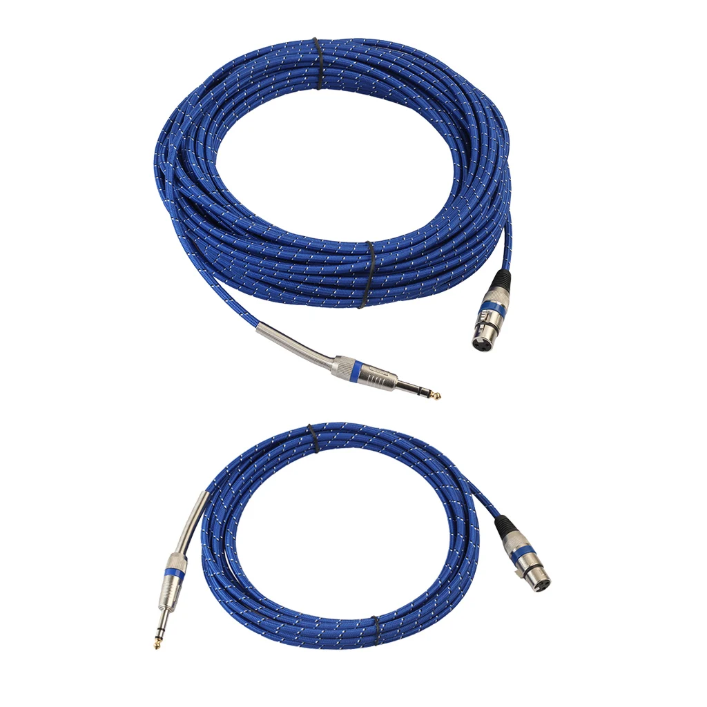 2 шт. нейлоновая оплетка 1/4 ''XLR папа-мама микрофон микрофонный кабель 10 м+ 20 м