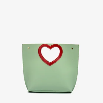 

2020 New Style Small Single-Shoulder Bag Chain PU Leather Messenger Bag Heart-Shaped Pattern Decorative Handbag Clutch