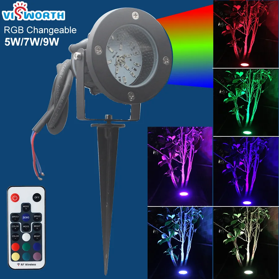 Светодиодсветодиодный лампы для газона RGB IP65 водонепроницаемые SMD5730 5 Вт 7 9