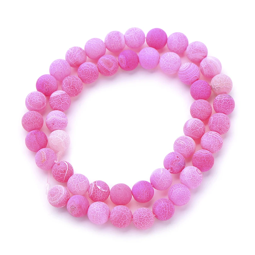 Matte Agate Rose Круглые бусины из натурального камня, матовая лава, тигровый глаз, бирюза, черный оникс, бусины для браслета, ожерелья, ювелирных изделий, сделай сам - Цвет: Matte Agate Rose