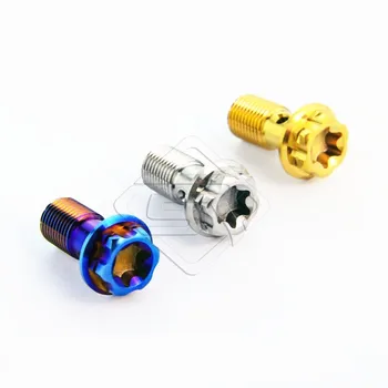 

Titanium alloy tubing screw Caliper brake Plum head M10 * 1.0 / 1.25mm Motorcycle Hexagon Hollow Gold Color Titanium Fastener