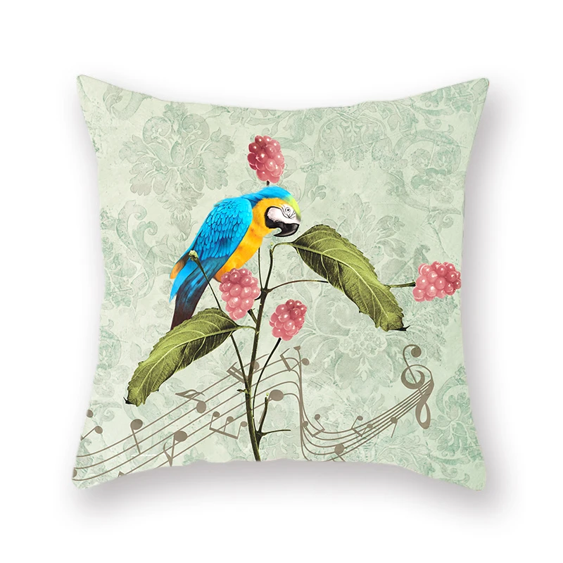 Four Seasons Garden Double-sided Cushion Cover Decoration Flamingo Parrot Animal Print Farm Square Pillow Case Accessories