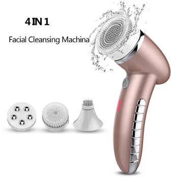 

4 IN 1 Facial Cleansing Brush Sonic Vibration Mini Face Cleaner Silicone Deep Pore Cleaning Electric Face Massage Waterproof