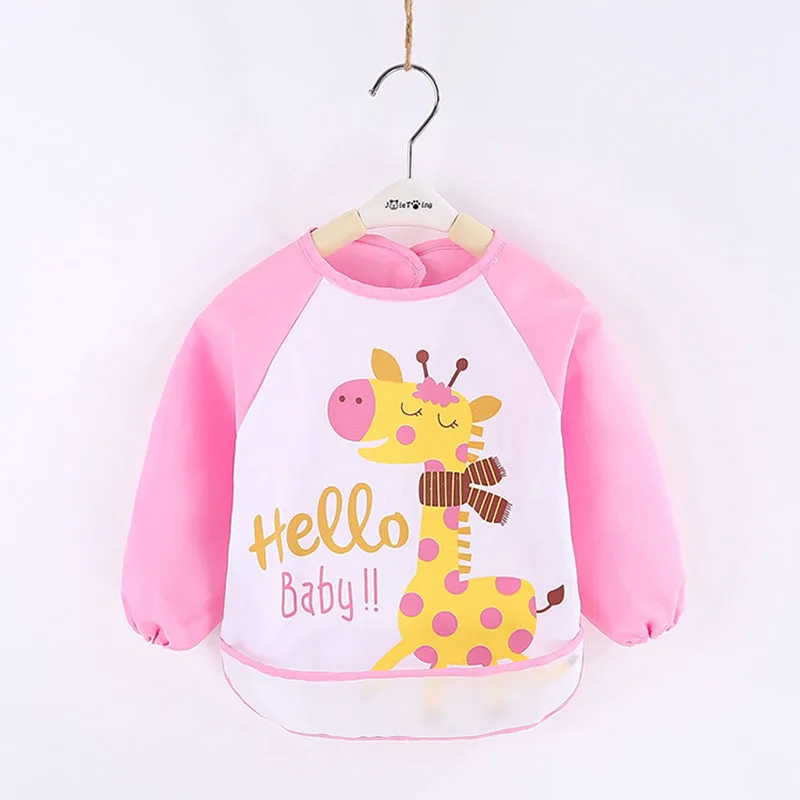 Style 6 pink Милый детский нагрудник малыша Baberos Bavoir водонепроницаемый передник с длинными рукавами Мультяшные животные Дети Кормление комбинезон детские вещи - Цвет: Style 6 pink